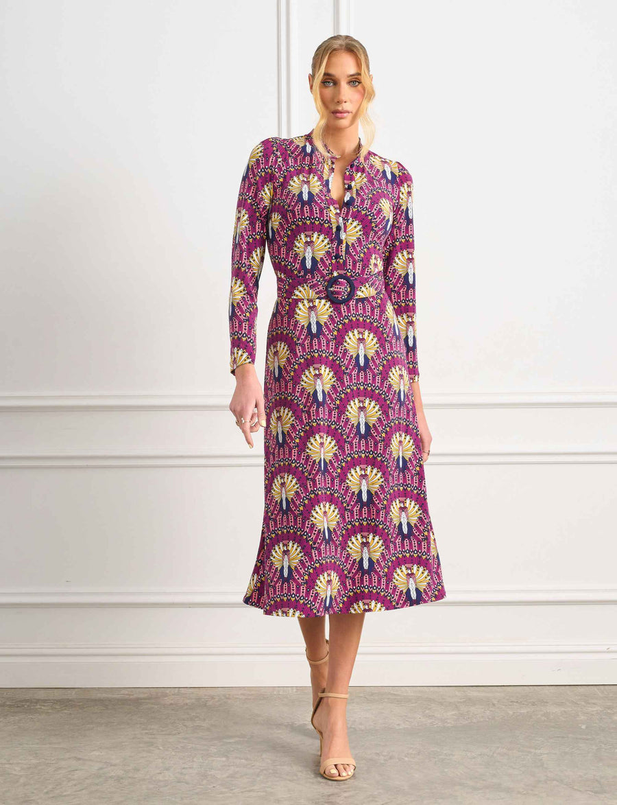 Nubia 'Valley Of The Nile' Fit and Flare Belted Midi Dress