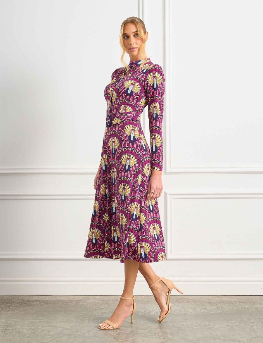 Nubia 'Valley Of The Nile' Fit and Flare Belted Midi Dress