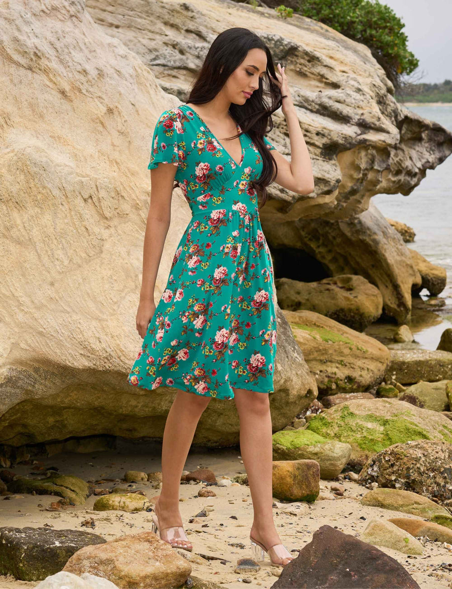 Maia 'Spring Spray' Butterfly Sleeve Dress (New Arrival)