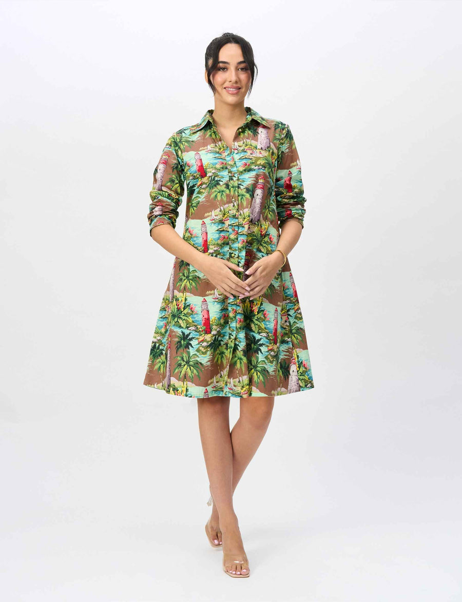 Erica 'Light My Way' 100% Cotton Shirtdress