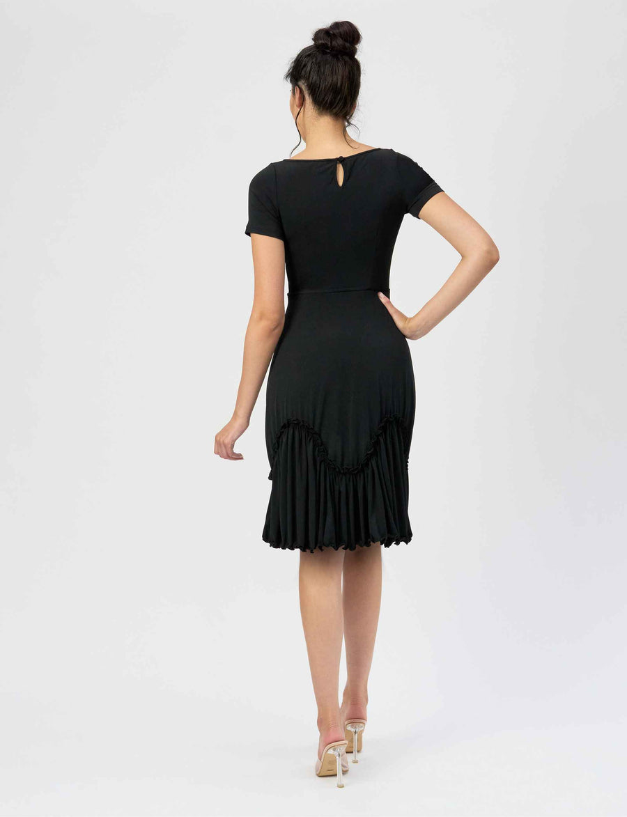 Vivienne 'LBD' Fit and Flare Ruffle Dress (New Arrival)