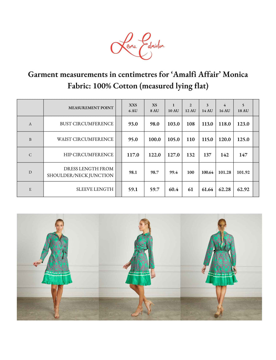 Monica 'Amalfi Affair' Green/Pink Shirtdress with Sash