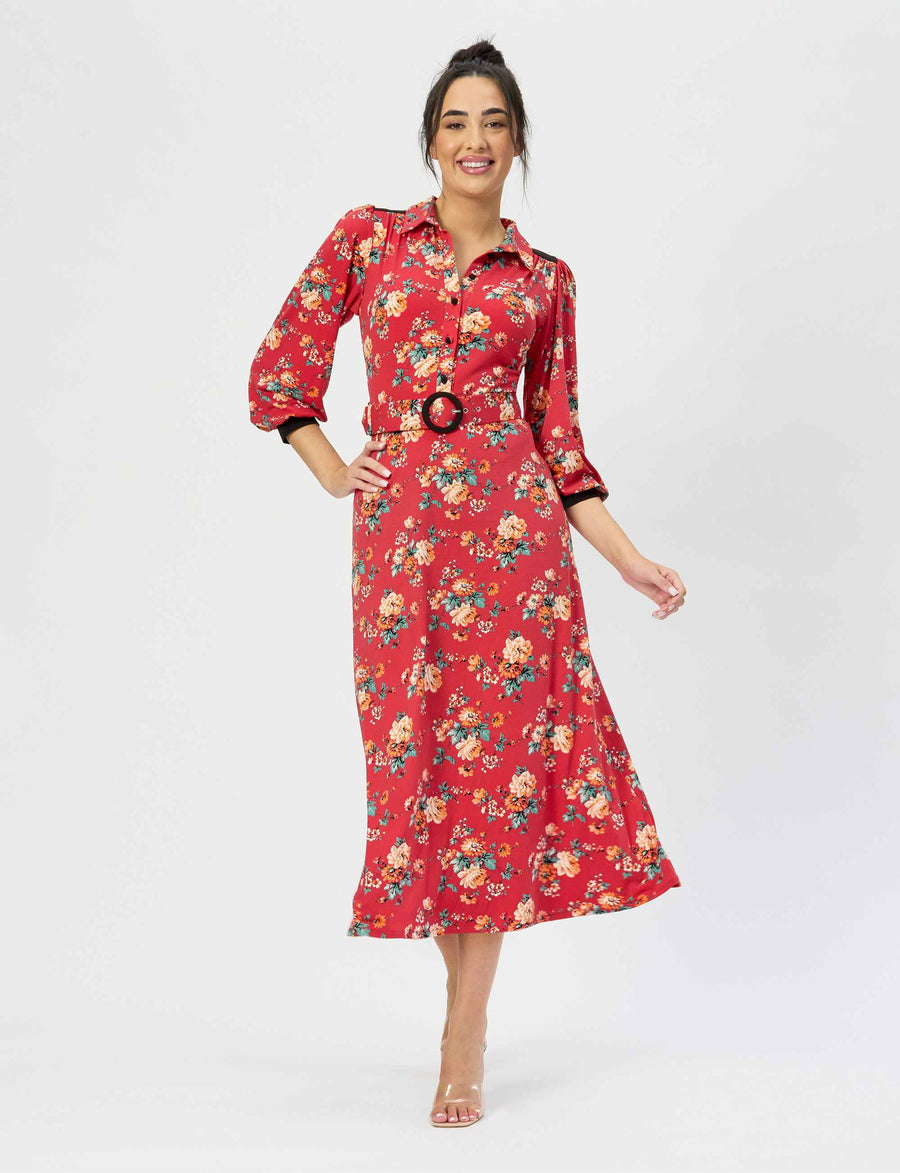 Sutton 'Rambling Roses' Shirtmaker Dress with Belt NEW ARRIVAL