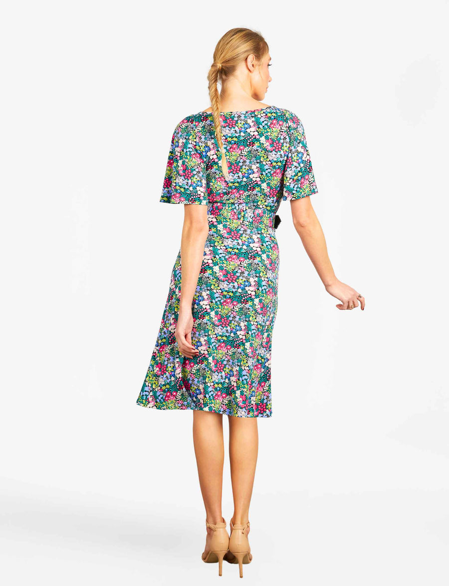 Uma 'Floriade' Fit and Flare Dress with Butterfly Sleeves