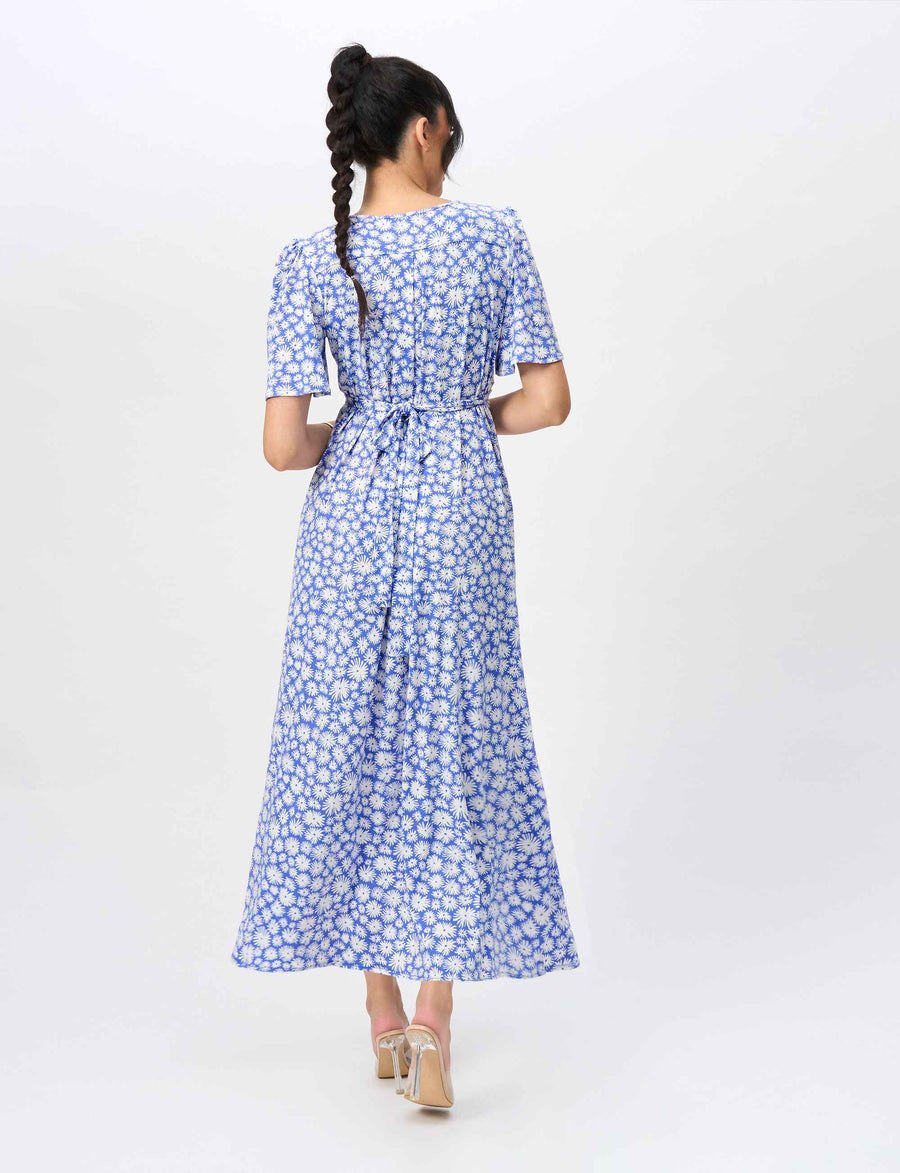 NEW Sally 'Daisy Days Blue' Empire Line Midi Dress