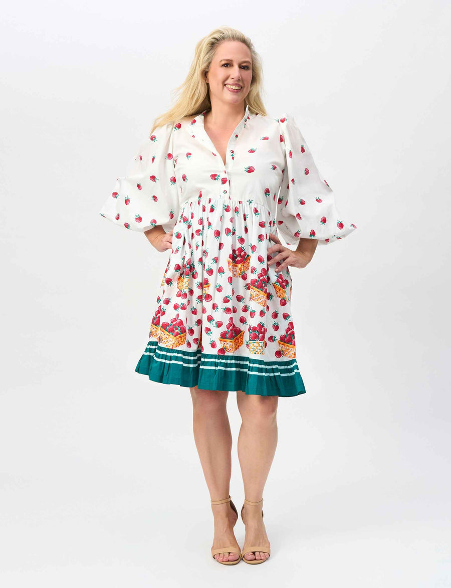 NEW Sabrina 'Strawberries & Cream' 100% Cotton Shift Dress