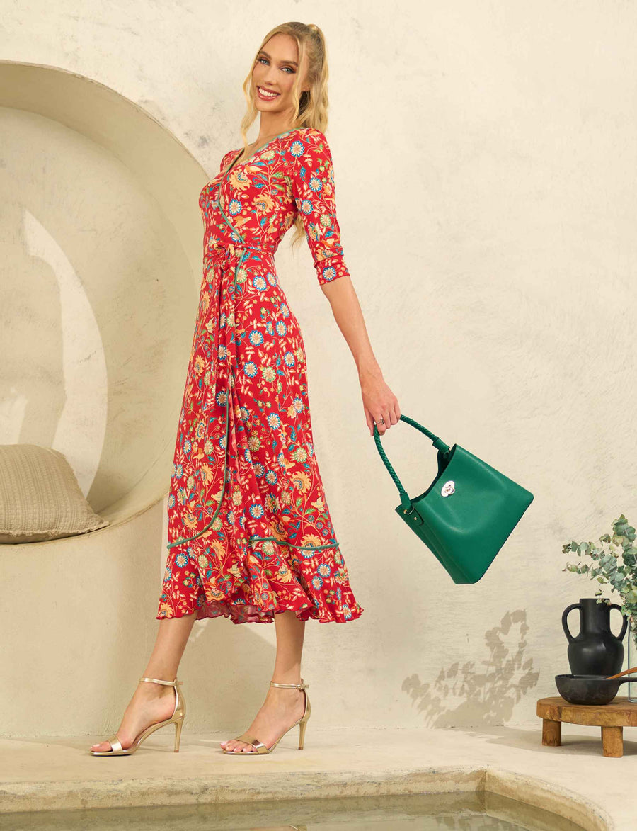 ORIGINAL SAMPLE Paloma 'Love Birds' True Wrap Midi Dress