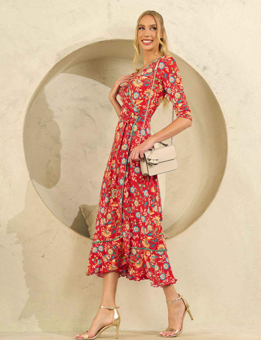 ORIGINAL SAMPLE Paloma 'Love Birds' True Wrap Midi Dress