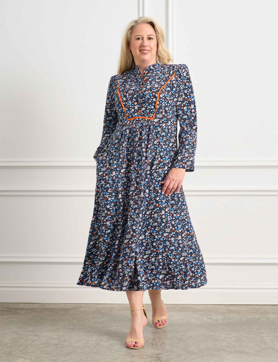 Jemima 'Blue Without You' Shirt Front Midi Dress FINAL SALE