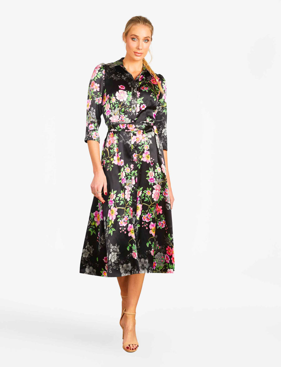 Hyacinth 'Cherry Blossom' Limited Edition 100% Silk Shirtdress (New Arrival)