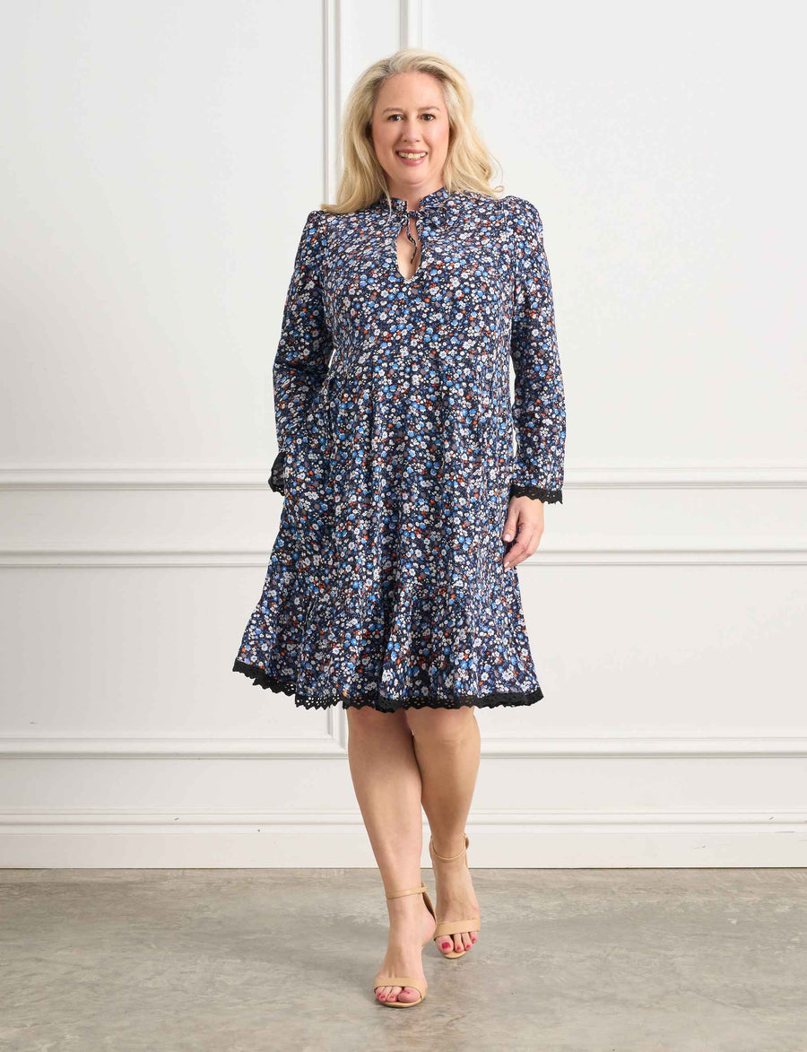 Ellen 'Blue Without You' Hem Frill Shift Dress FINAL SALE