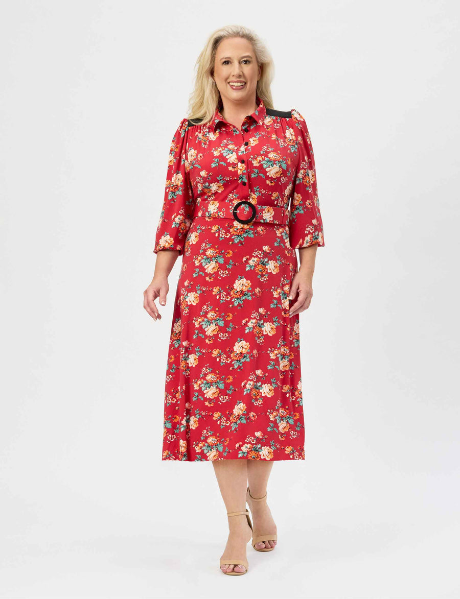 Sutton 'Rambling Roses' Shirtmaker Dress with Belt NEW ARRIVAL