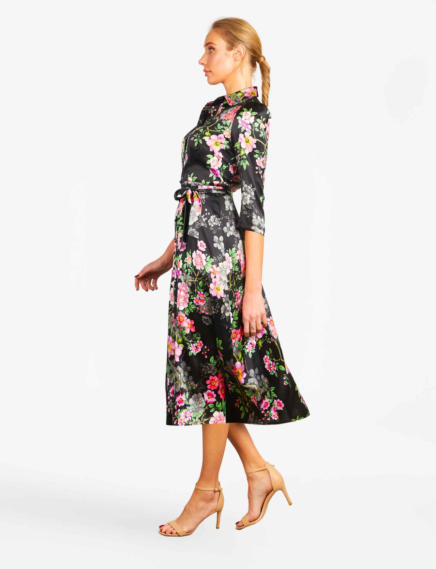 Hyacinth 'Cherry Blossom' Limited Edition 100% Silk Shirtdress (New Arrival)