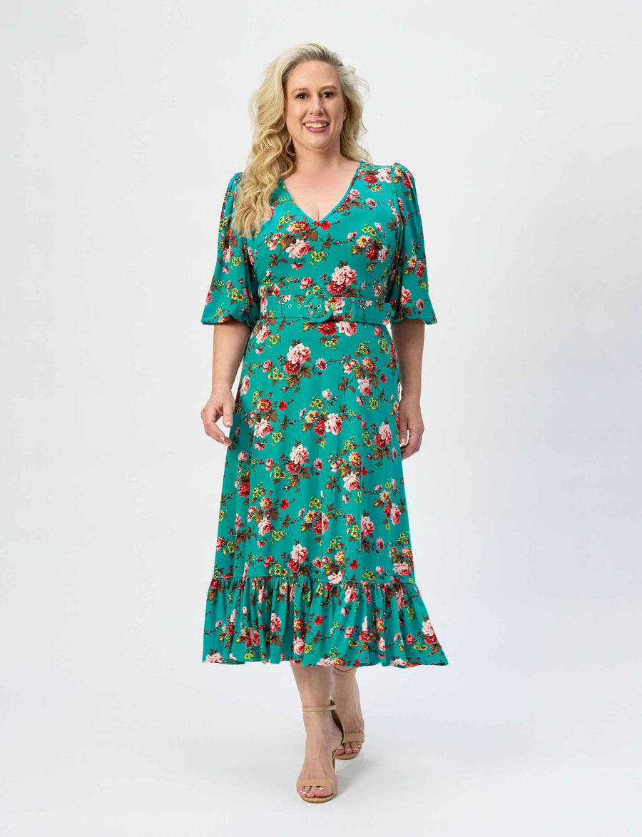 Avri 'Spring Spray' Fit and Flare Belted Dress (New Arrival)