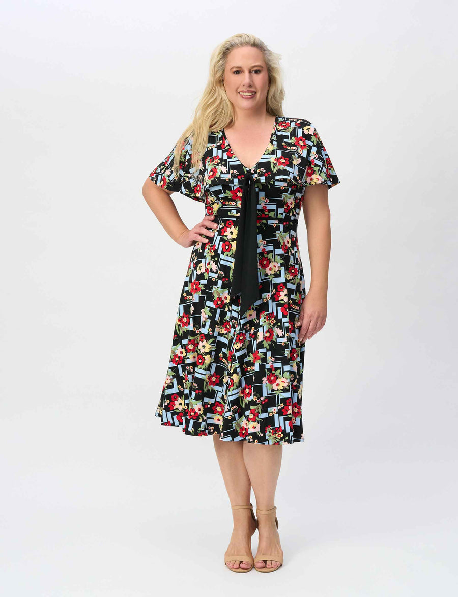 Leanne 'Hopscotch' Fit and Flare Dress with Cape