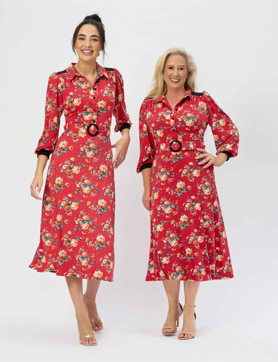 Sutton 'Rambling Roses' Shirtmaker Dress with Belt NEW ARRIVAL