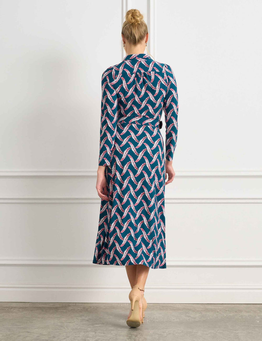 Seya 'Harvest Bounty Teal' Shirtmaker Dress with Belt