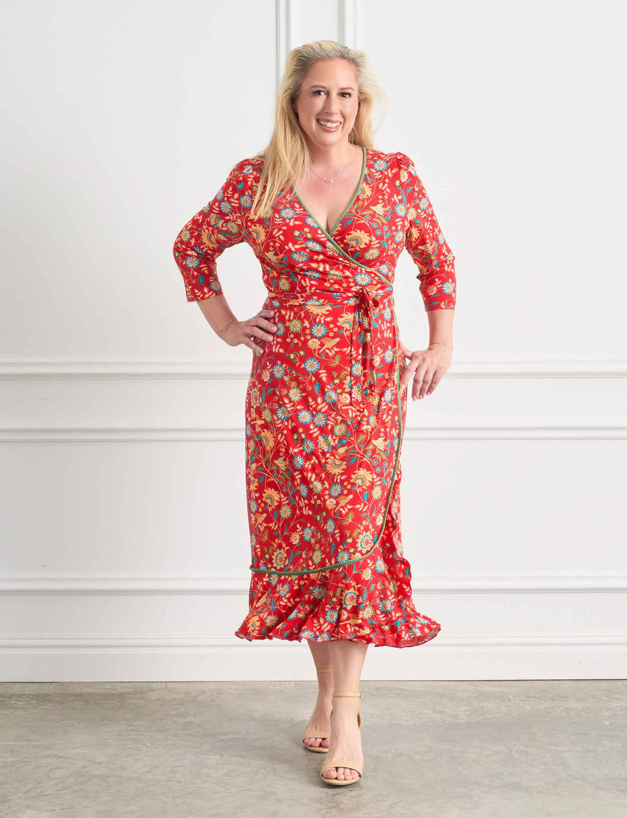 ORIGINAL SAMPLE Paloma 'Love Birds' True Wrap Midi Dress