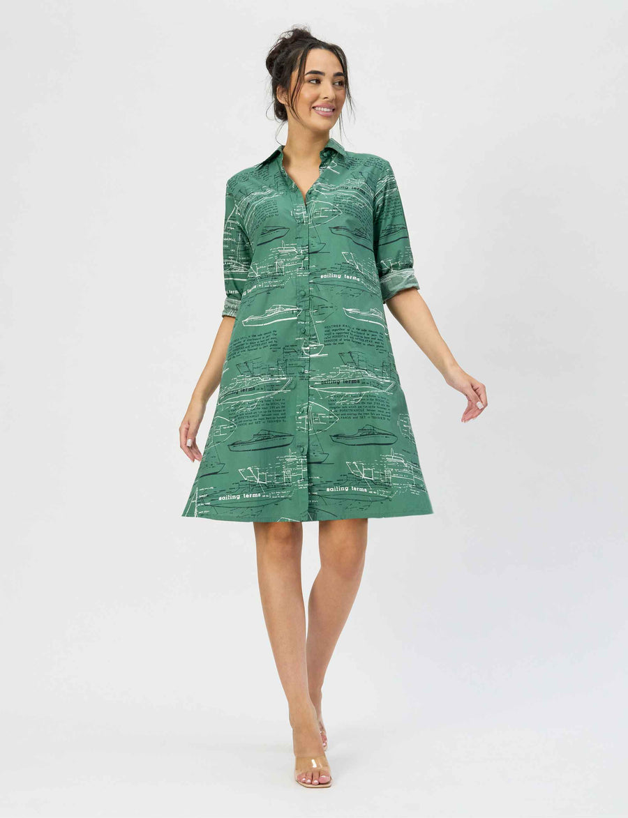 Cristin 'Ships Ahoy' 100% Cotton Shirtdress