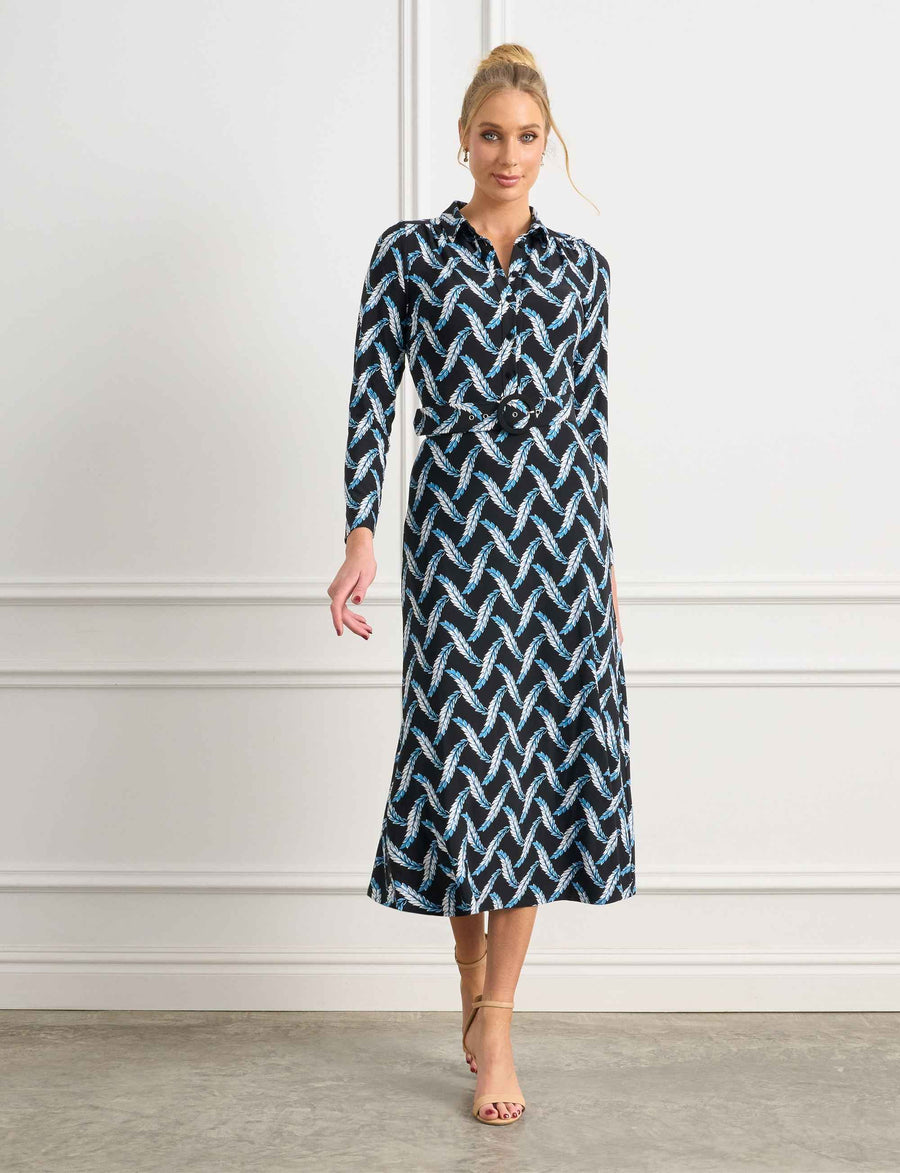 Seya 'Harvest Bounty Black' Shirtmaker Dress with Belt