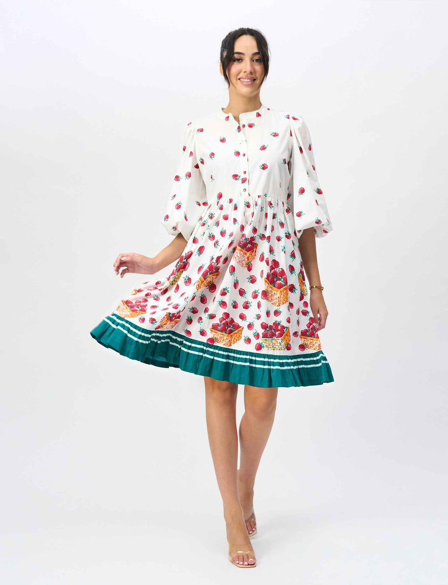 NEW Sabrina 'Strawberries & Cream' 100% Cotton Shift Dress