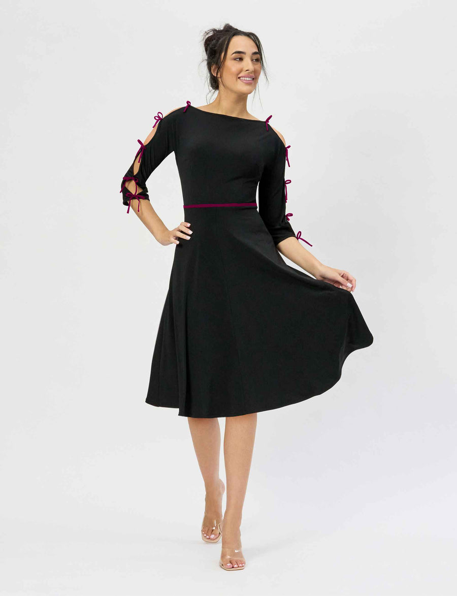 Gigi 'Merlot' Fit and Flare Dress with Ties NEW ARRIVAL