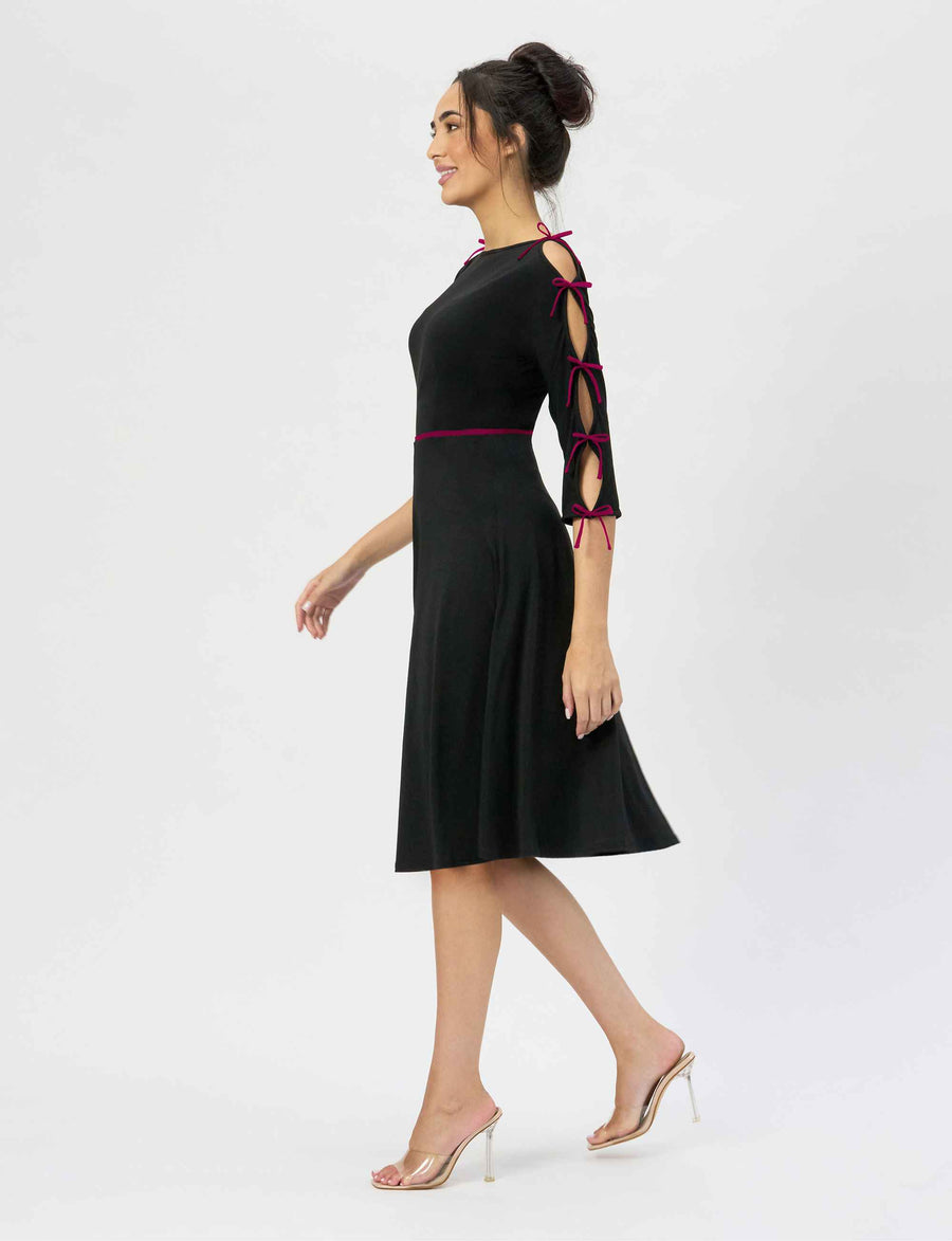 Gigi 'Merlot' Fit and Flare Dress with Ties NEW ARRIVAL