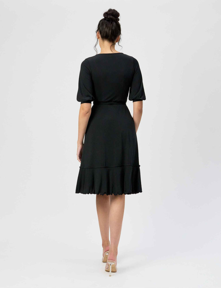 Samantha "LBD" True Wrap Flared Frill Dress (New Arrival)