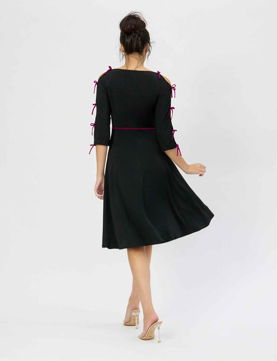 Gigi 'Merlot' Fit and Flare Dress with Ties NEW ARRIVAL