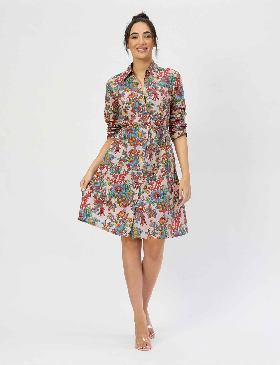 Kate 'Bird Of Paradise' 100% Cotton Shirtdress NEW ARRIVAL