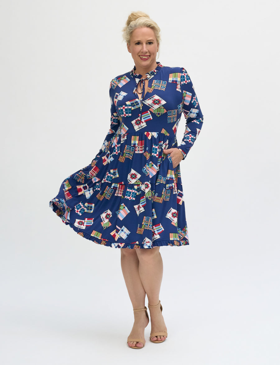 Tilda 'Plaid Patch' Loose Fit Knee Length Shift Dress NEW ARRIVAL