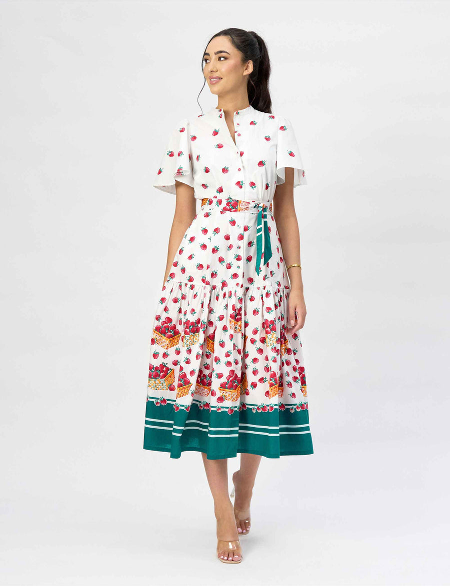 NEW Laura 'Strawberries & Cream' 100% Cotton Shirtdress