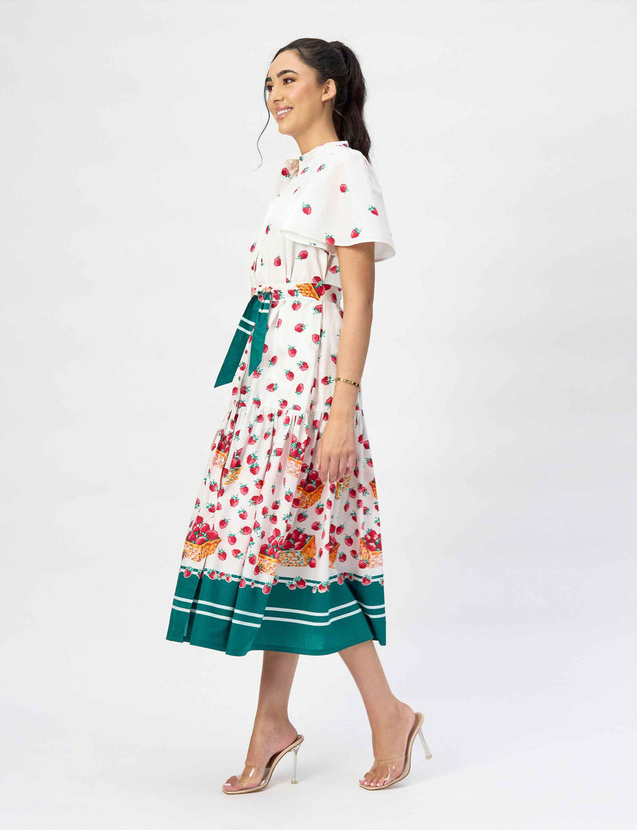 NEW Laura 'Strawberries & Cream' 100% Cotton Shirtdress