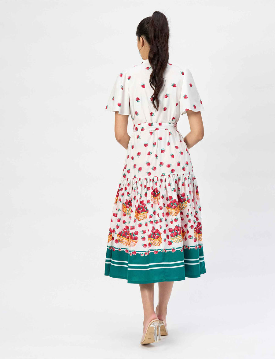 NEW Laura 'Strawberries & Cream' 100% Cotton Shirtdress