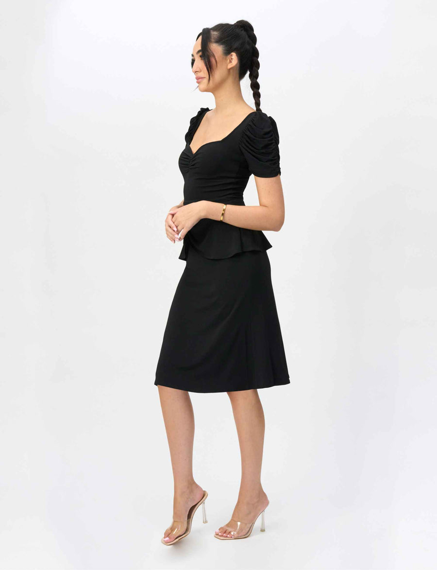 Teri 'LBD' Cocktail Dress with Ruched Sleeves (New Arrival)