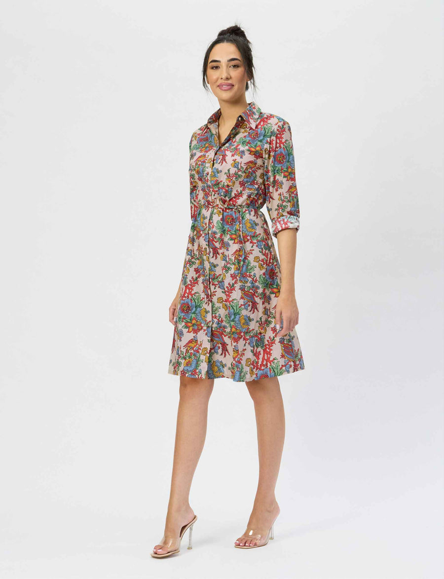 Kate 'Bird Of Paradise' 100% Cotton Shirtdress NEW ARRIVAL