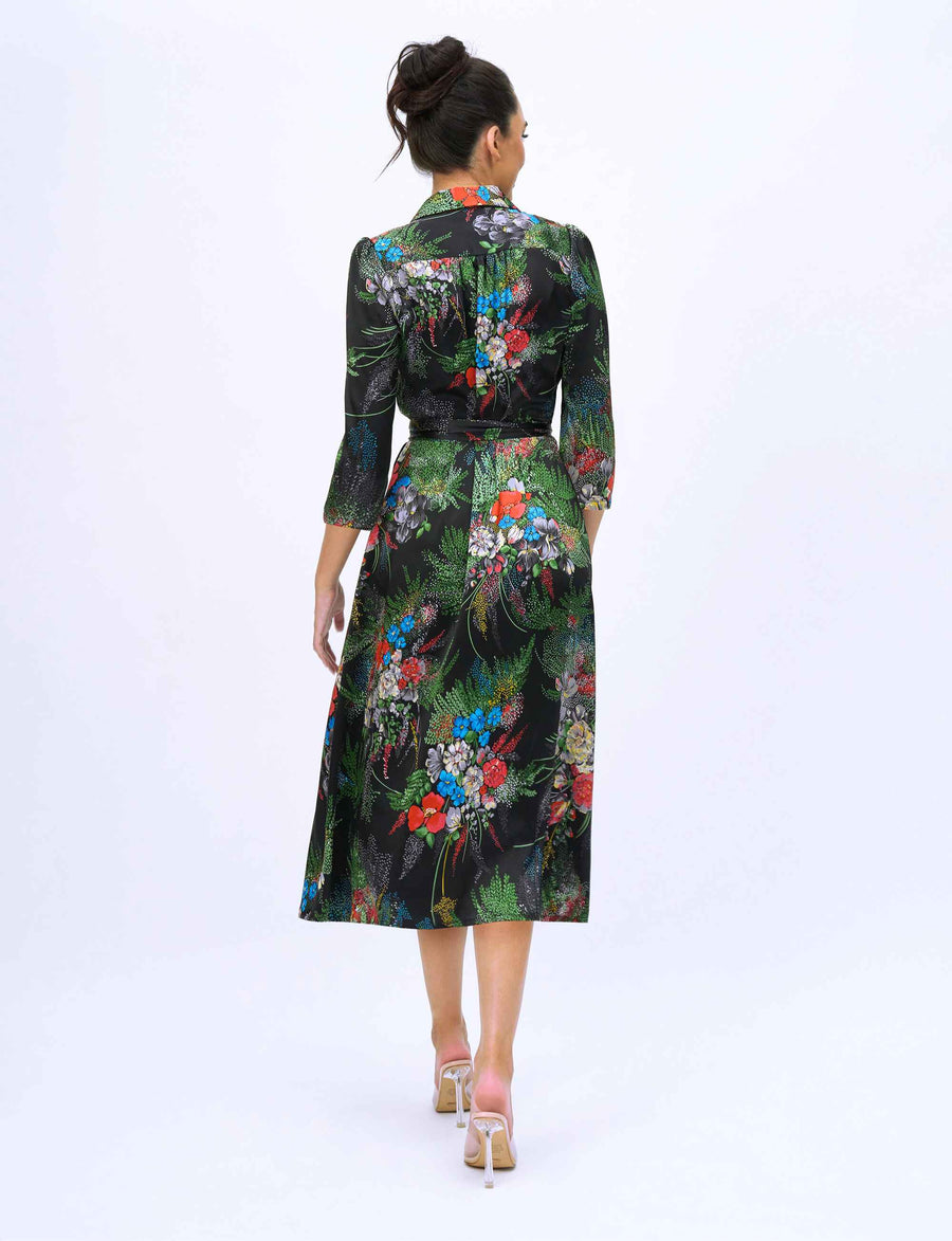 Megha 'Green Fountains' Limited Edition 100% Silk Shirtdress