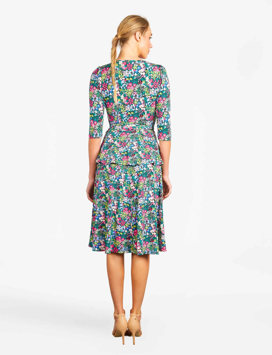 Taisia 'Floriade' Midi Dress with Peplum FINAL SALE