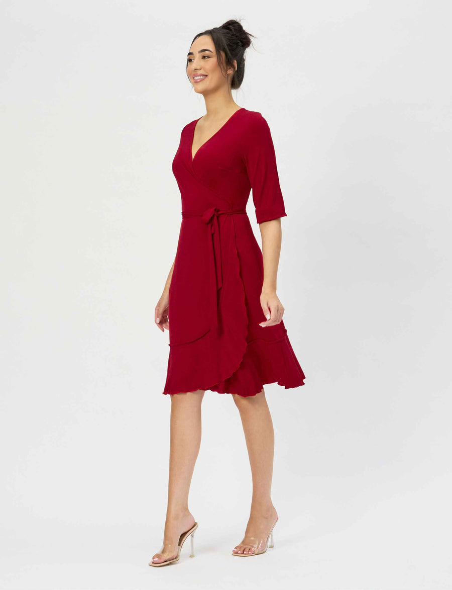 Gwen 'Red' True Wrap Flared Frill Dress NEW ARRIVAL