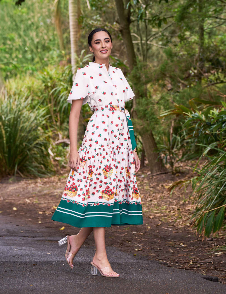 NEW Laura 'Strawberries & Cream' 100% Cotton Shirtdress