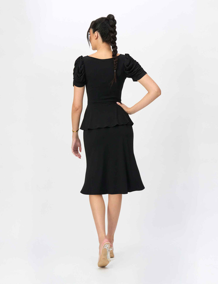 Teri 'LBD' Cocktail Dress with Ruched Sleeves