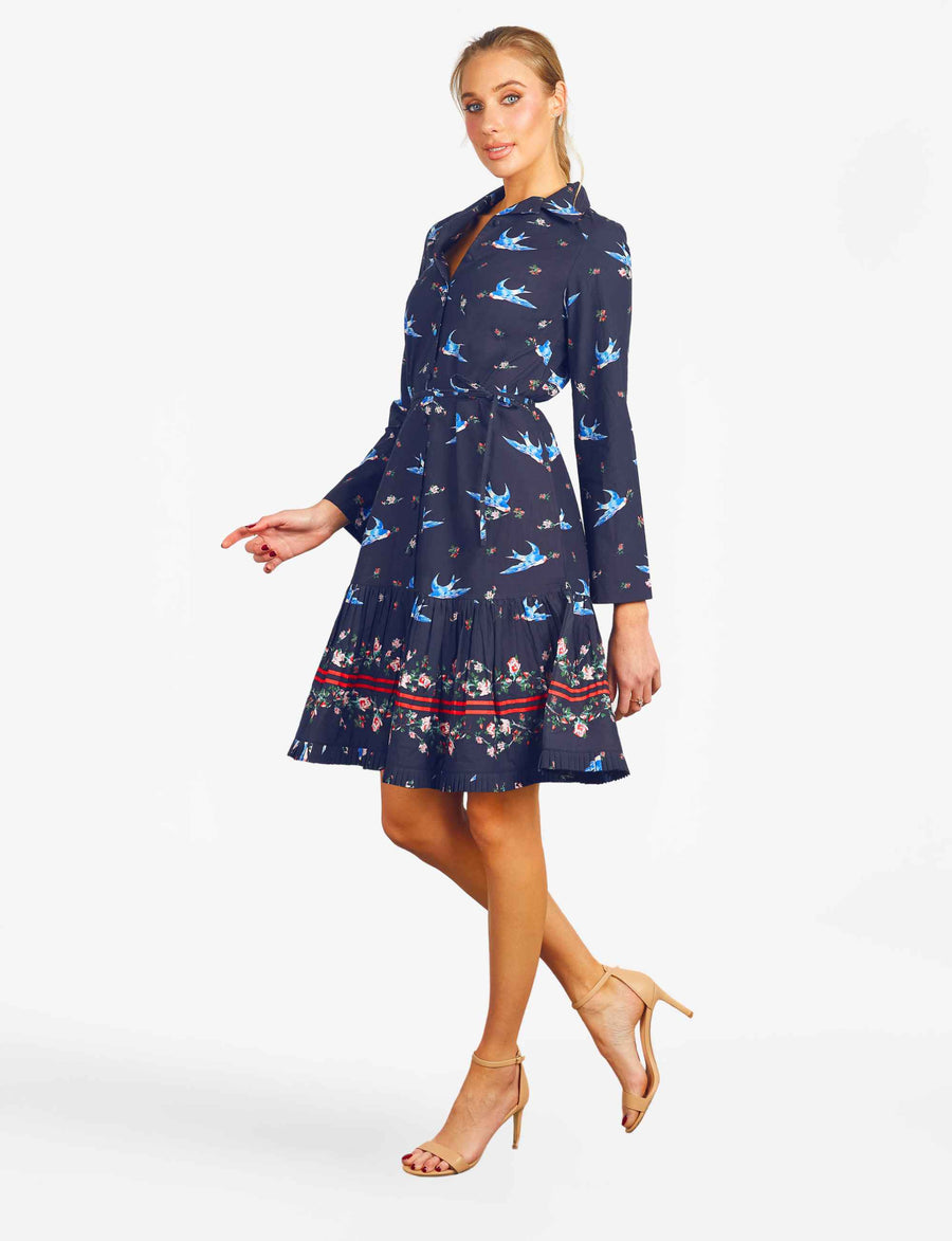 Isabeau 'Blue Bird' Cotton Shirtmaker Shiftdress