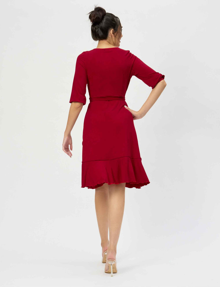 Gwen 'Red' True Wrap Flared Frill Dress NEW ARRIVAL