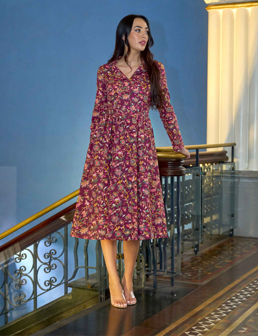 Joan  'Madras Chintz' Cotton Shirtdress