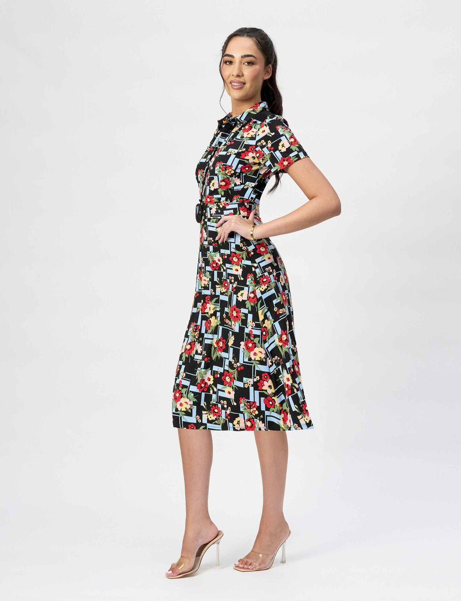 Eva 'Hopscotch' Shirtdress with Matching Belt