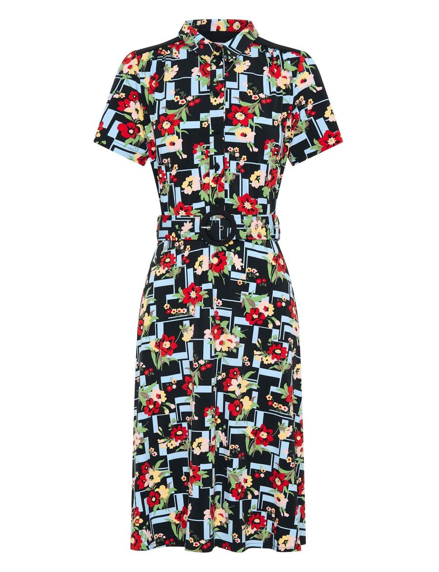 Eva 'Hopscotch' Shirtdress with Matching Belt