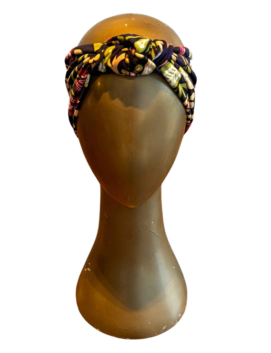 Printed Jersey Headband - 'Blooming Beauty Navy'