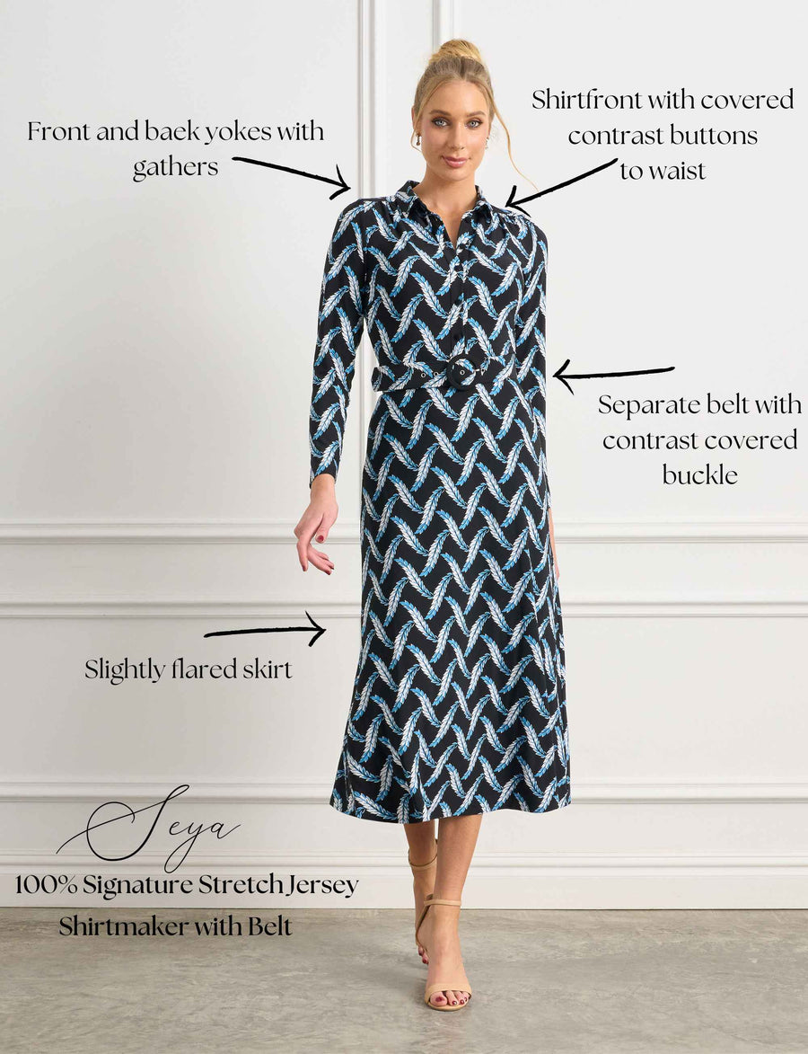 Seya 'Harvest Bounty Black' Shirtmaker Dress with Belt