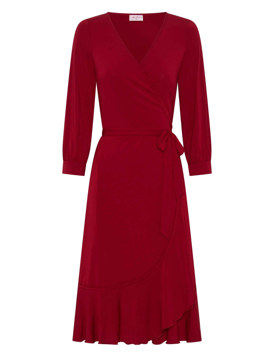 Gwen 'Red' True Wrap Flared Frill Dress NEW ARRIVAL