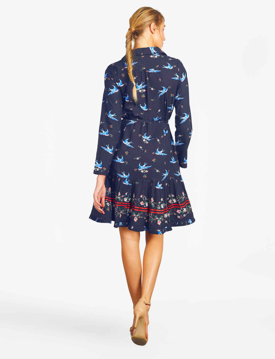 Isabeau 'Blue Bird' Cotton Shirtmaker Shiftdress